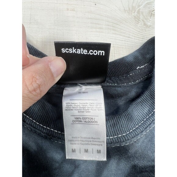 Santa Cruz Skateboards Mens Shirt Tie Dye Blck Gray Skater Tee Waves Logo M - Picture 5 of 10